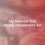 My favorite fine dining restaurants list