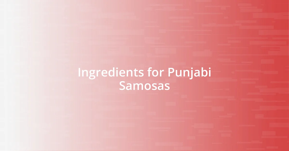 Ingredients for Punjabi Samosas