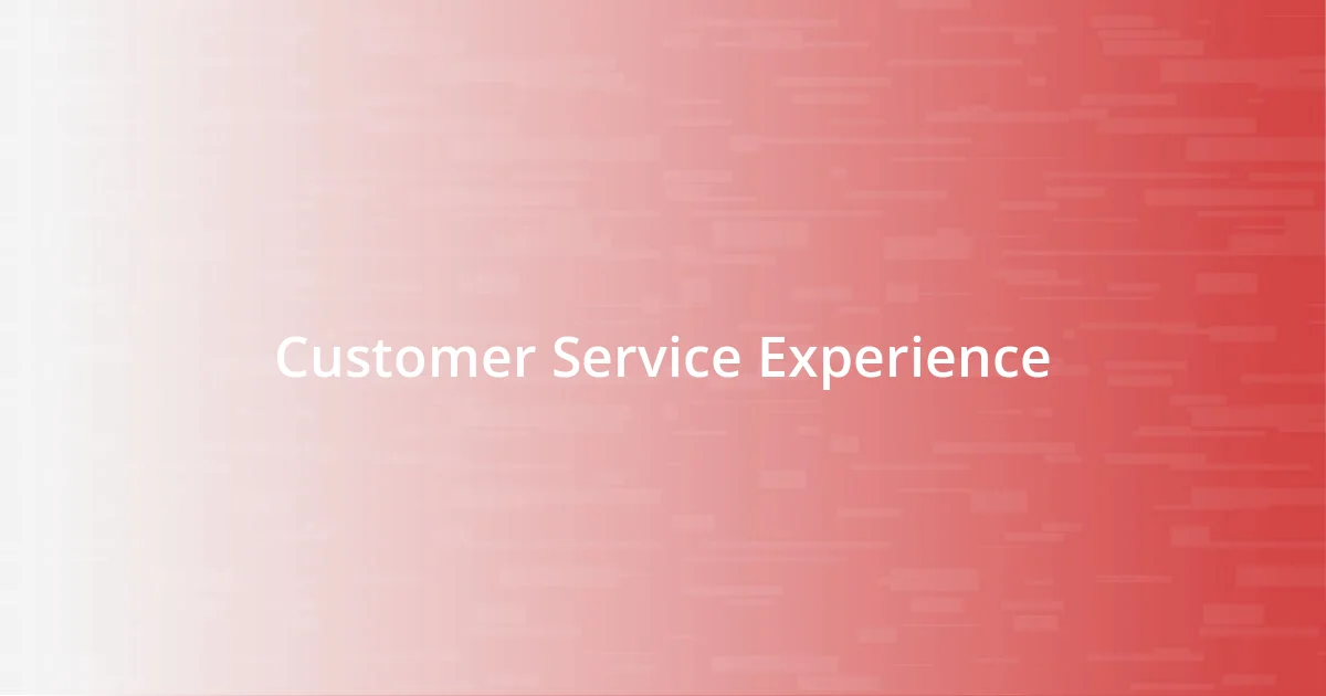 Customer Service Experience